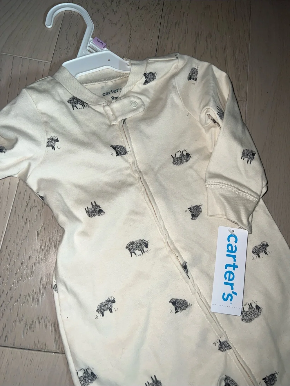 Carter's Cream Footed One-Piece with Tiny sheep Animal Print